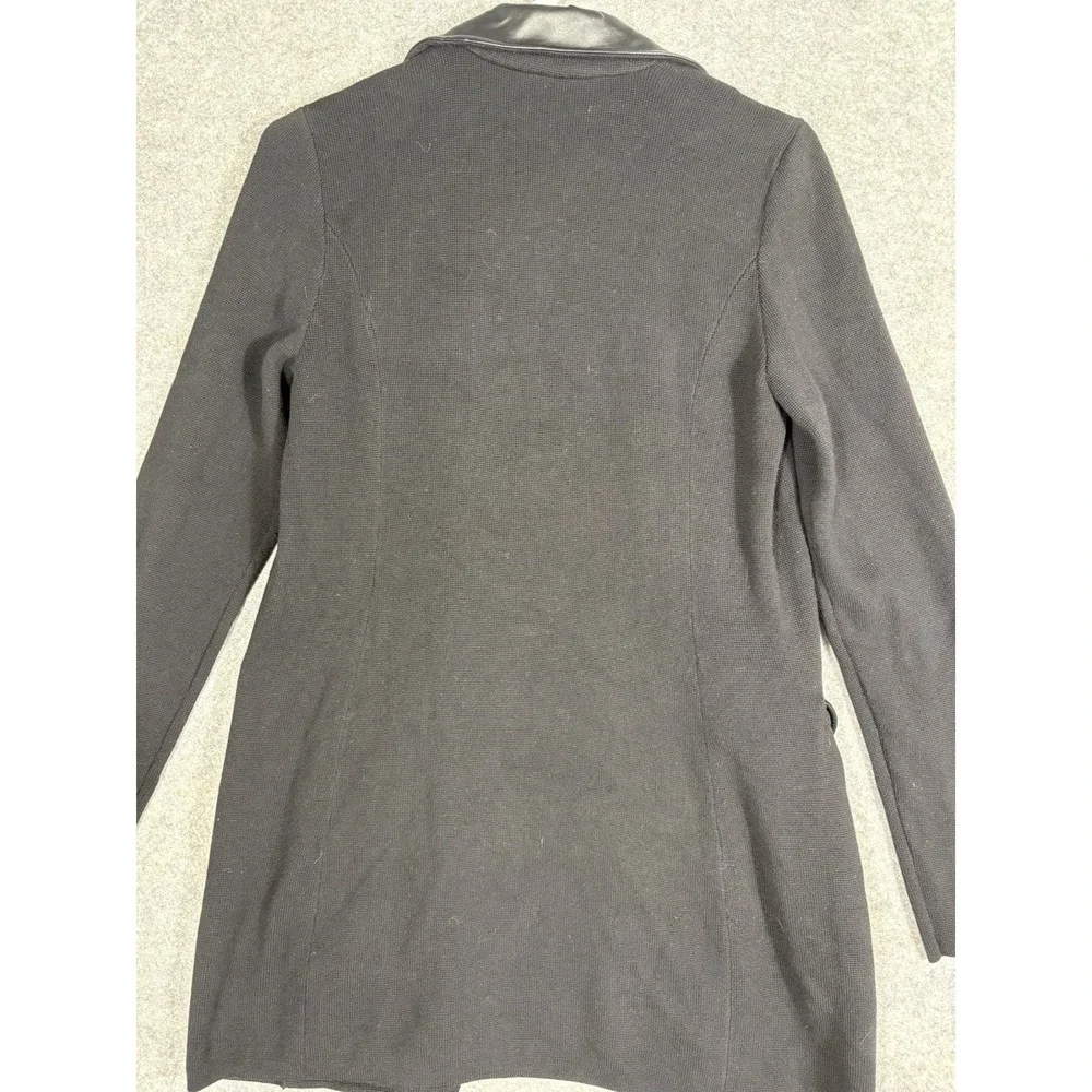 Lauren Ralph Lauren‎ Faux Leather Trim Knit Jacket - Small
